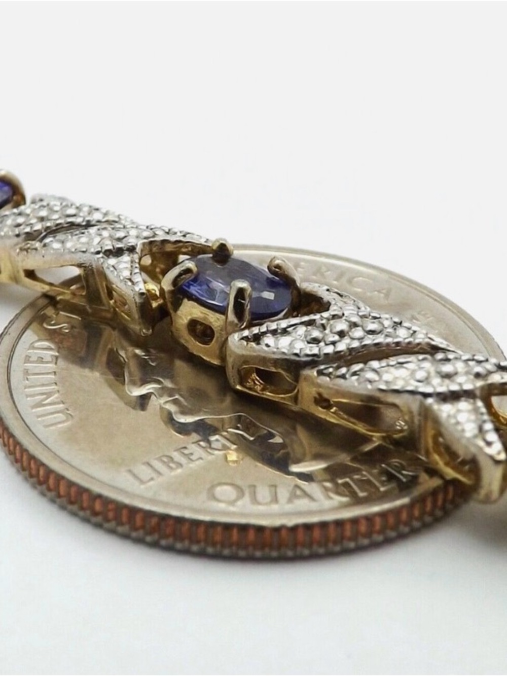 FAS Gold Vermeil Sterling Silver Tanzanite XO Kisses Hugs Tennis Bracelet 7in - Picture 3 of 4